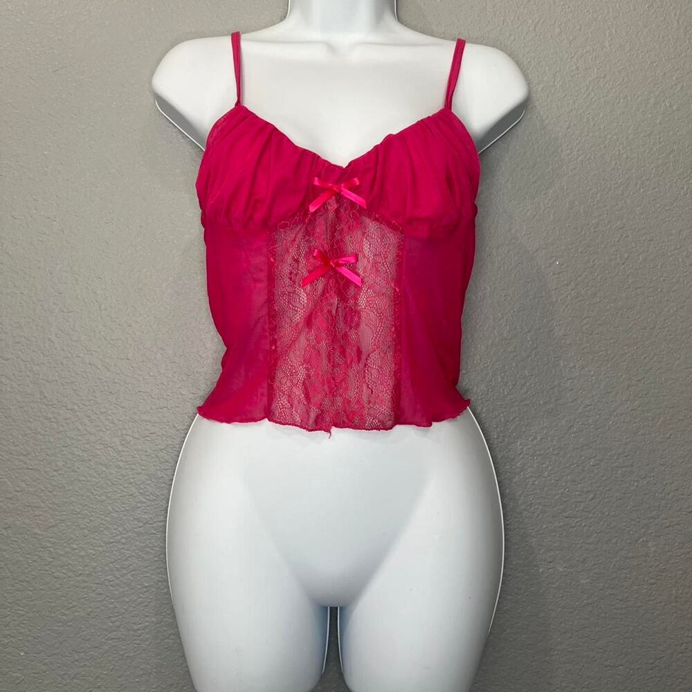 SHEIN hot pink mesh camisole top size L